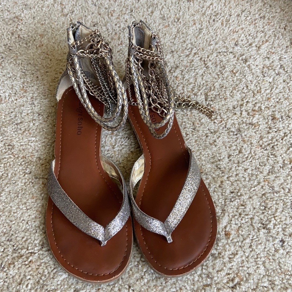 Silver and gold gladiator sandals